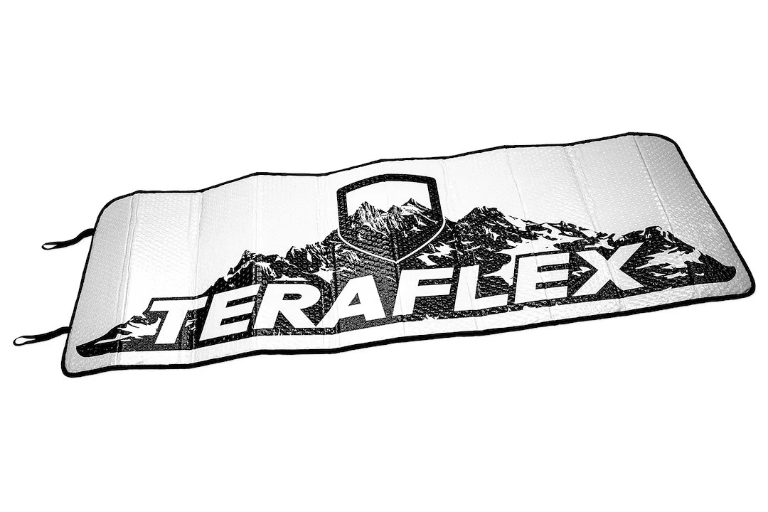 5028702 – TERAFLEX Windshield Shade, Folding 6 Millimeter Thick Foam Insulation Direct Fit Silver/ Black Teraflex Log...